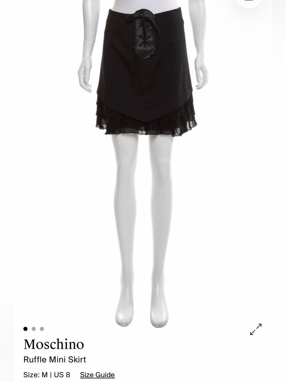 Moschino Black Ruffle Lace-Up Mini Skirt
